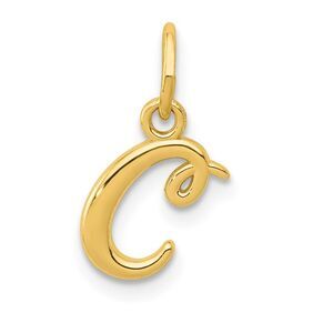 14k Yellow Gold, Claire Collection Mini Lower Case Initial C Charm